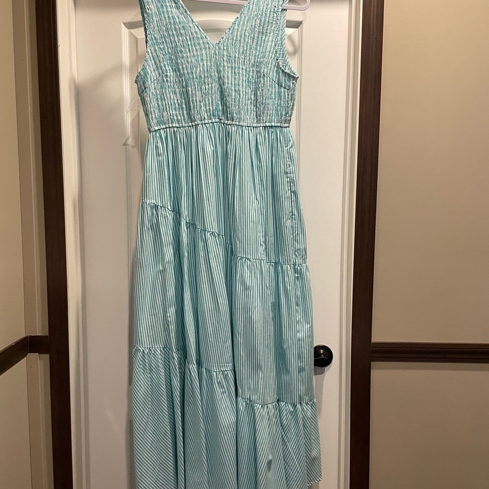 Entro Blue Smocked Tiered Sundress-NWT-Lg